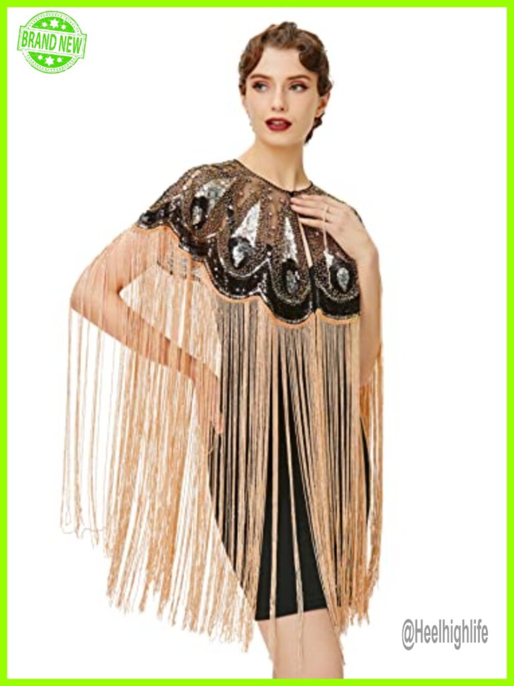 Fringed Sequin Beaded Evening Wrap Shawl Embroidered Cover Up